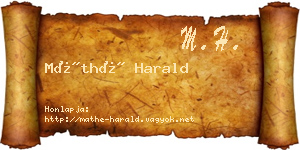 Máthé Harald névjegykártya